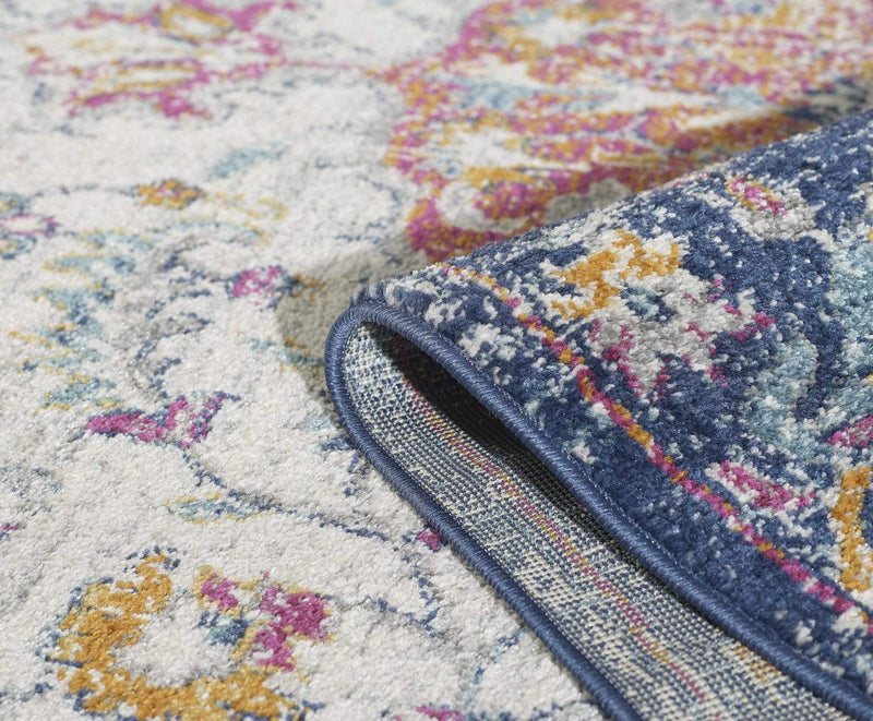 Rugs Living Room Rugs - 63" X 87" X 0.'5" Ivory/Navy Polypropylene Rug HomeRoots
