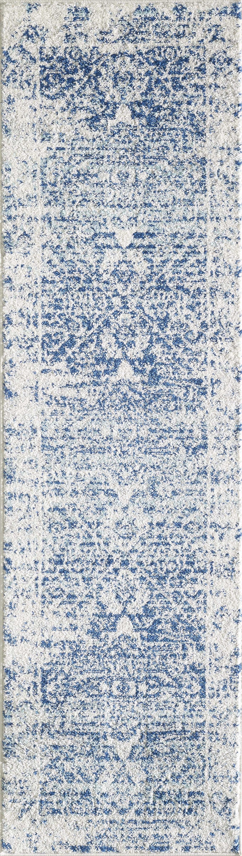 Rugs Living Room Rugs 81" X 144" X 0.'5" Ivory/Blue Polypropylene Rug 4663 HomeRoots