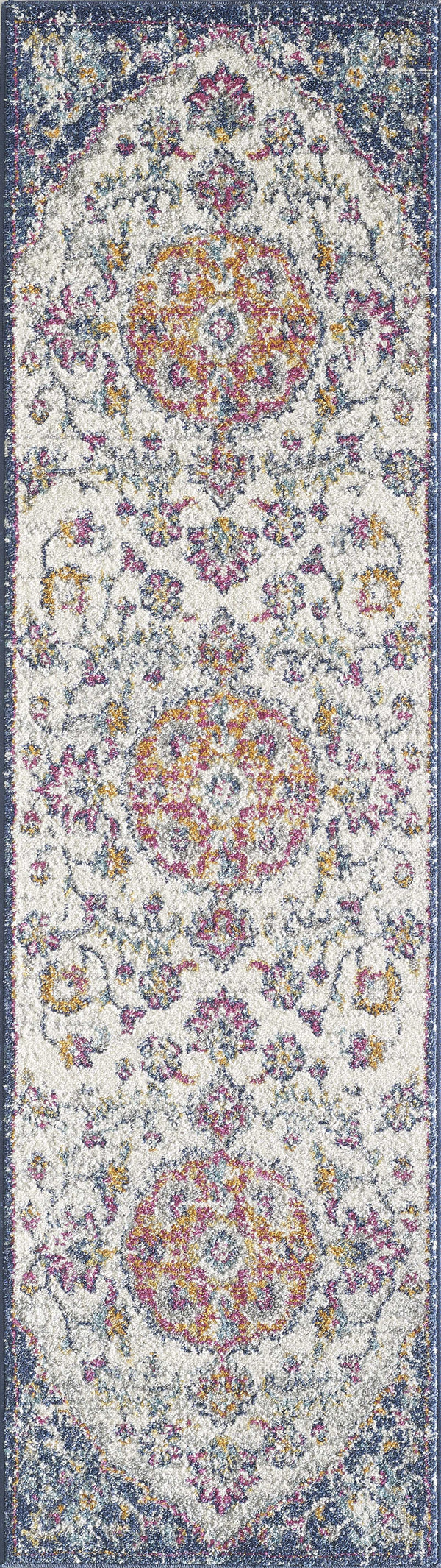 Rugs Living Room Rugs - 81" X 144" X 0.'5" Ivory/Navy Polypropylene Rug HomeRoots
