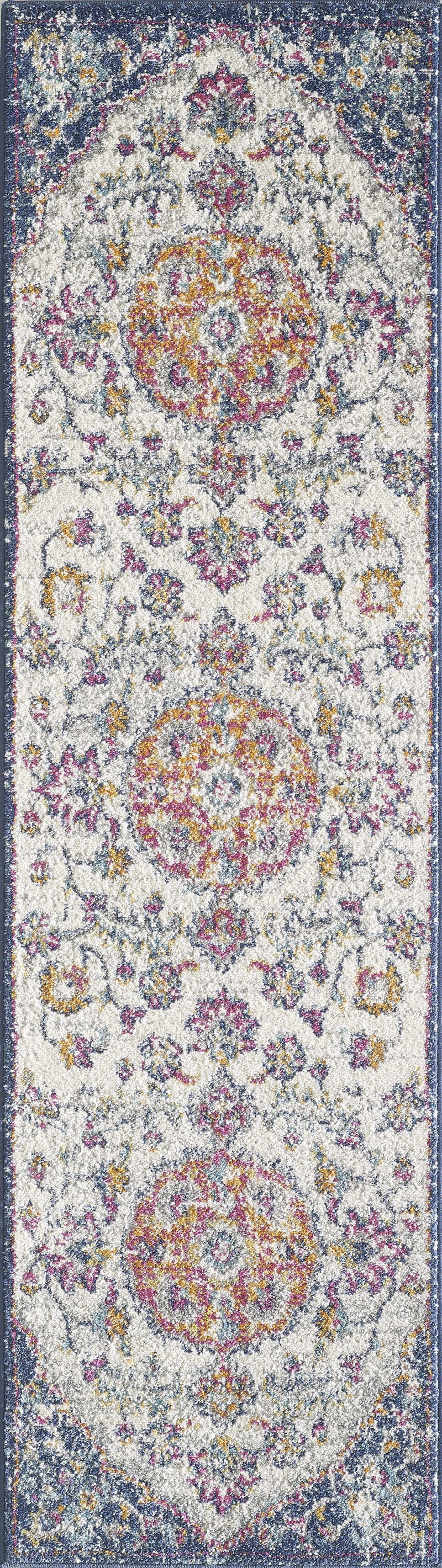 Rugs Living Room Rugs - 81" X 144" X 0.'5" Ivory/Navy Polypropylene Rug HomeRoots