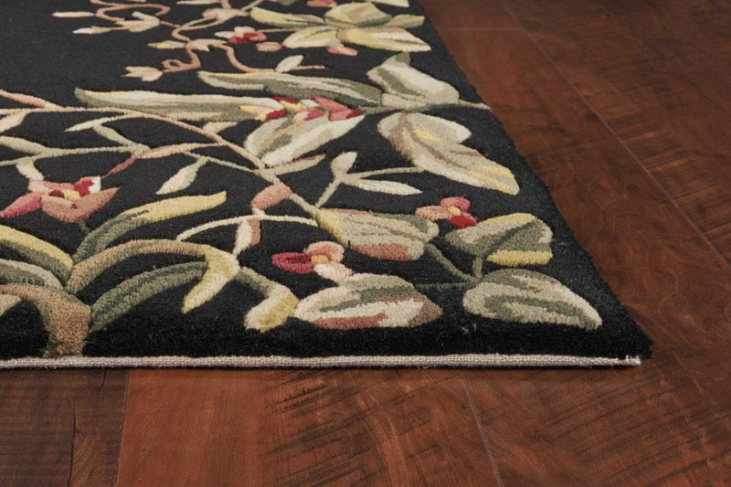 Rugs Living Room Rugs - 9'3" x 13'3" Wool Black Area Rug HomeRoots