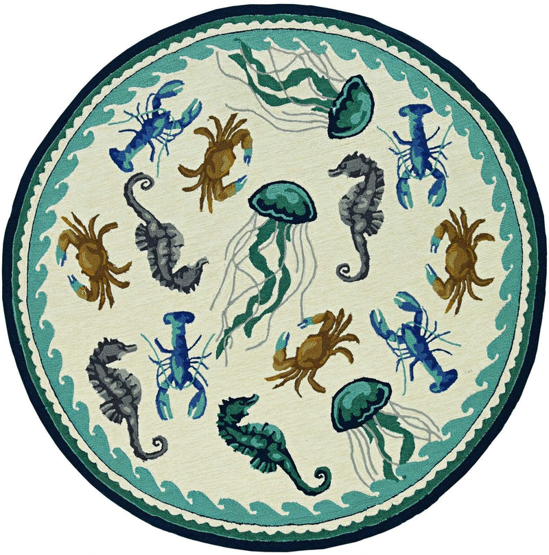 Rugs Living Room Rugs - 90" X 114" X 0.'25" Ivory/Teal Polypropylene Rug HomeRoots