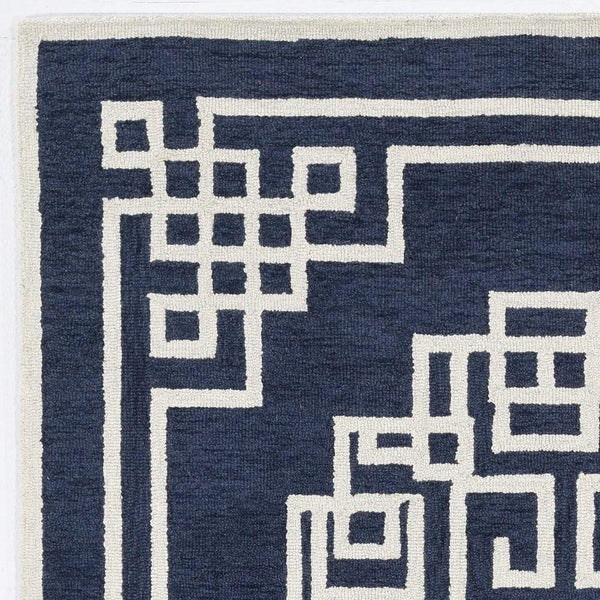 Rugs Living Room Rugs - 96" X 120" X 0.'5" Navy Ivory Wool Rug HomeRoots