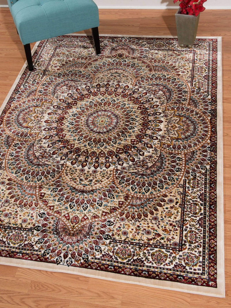 Rugs Long Runner Rugs - 27" x 86" x 0.39" Ivory Polyester Runner Rug HomeRoots