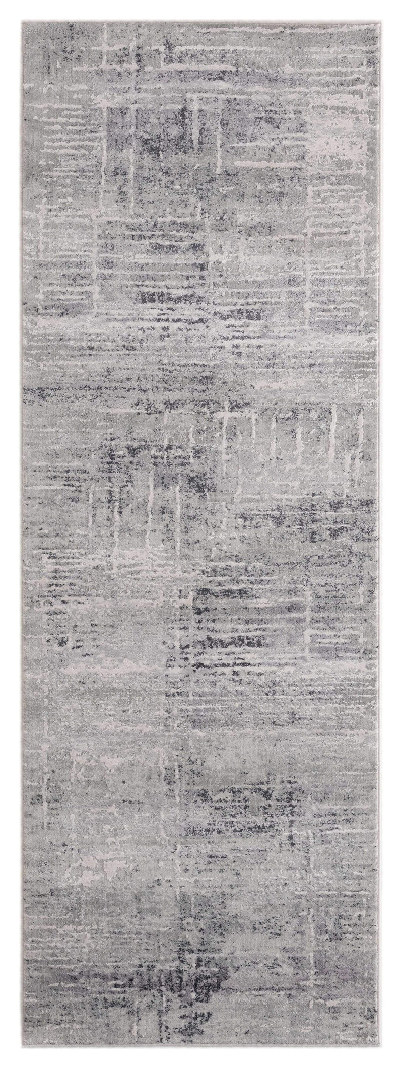 Rugs Long Runner Rugs 31" x 86" x 0.39" Grey Viscose/Polyester Runner Rug 6798 HomeRoots