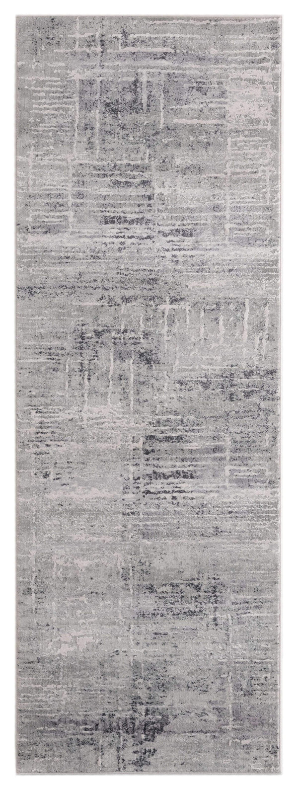 Rugs Long Runner Rugs 31" x 86" x 0.39" Grey Viscose/Polyester Runner Rug 6802 HomeRoots