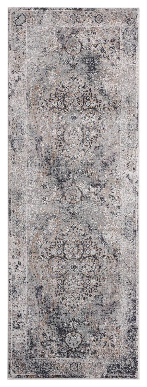 Rugs Long Runner Rugs 31" x 86" x 0.39" Grey Viscose/Polyester Runner Rug 6810 HomeRoots