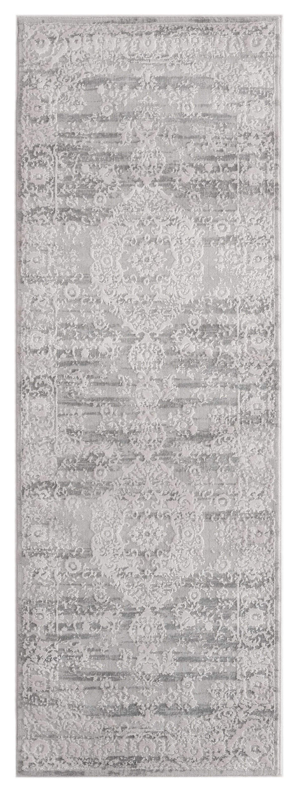 Rugs Long Runner Rugs 31" x 86" x 0.39" Grey Viscose/Polyester Runner Rug 6818 HomeRoots