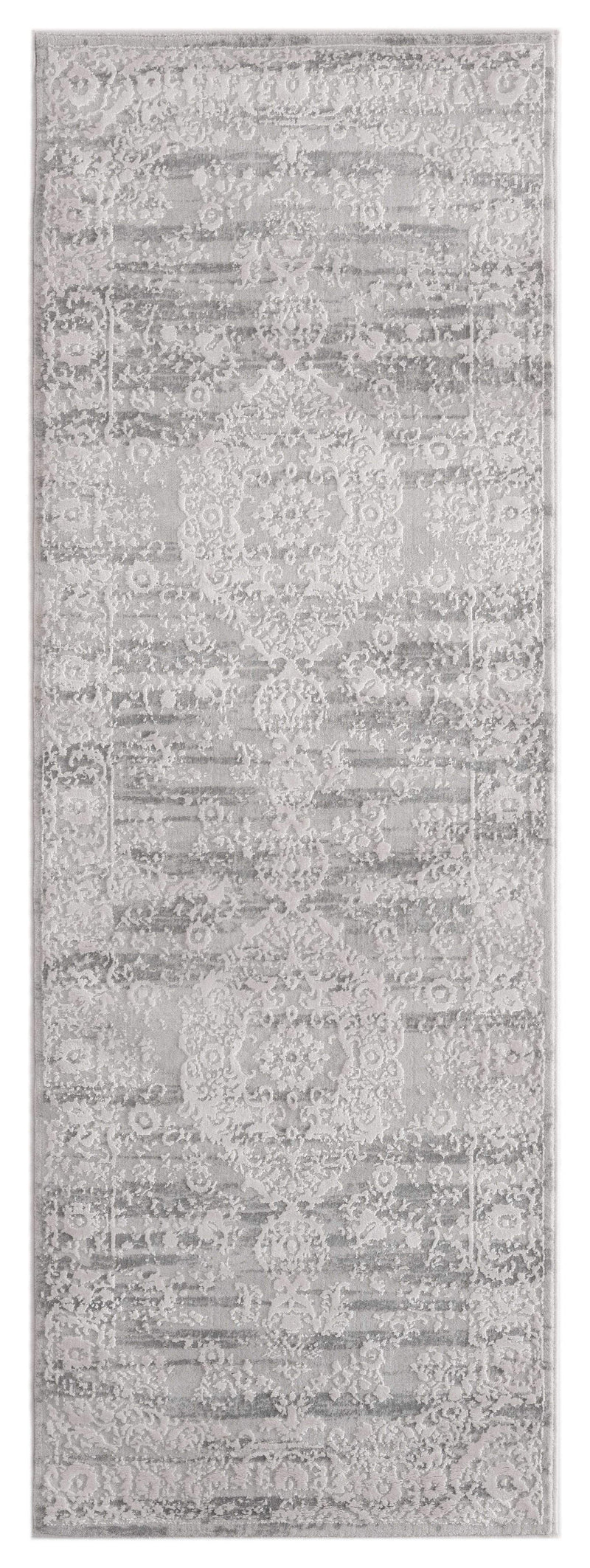 Rugs Long Runner Rugs 31" x 86" x 0.39" Grey Viscose/Polyester Runner Rug 6818 HomeRoots