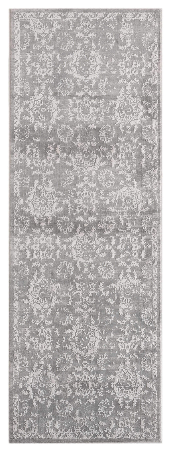 Rugs Long Runner Rugs 31" x 86" x 0.39" Grey Viscose/Polyester Runner Rug 6822 HomeRoots