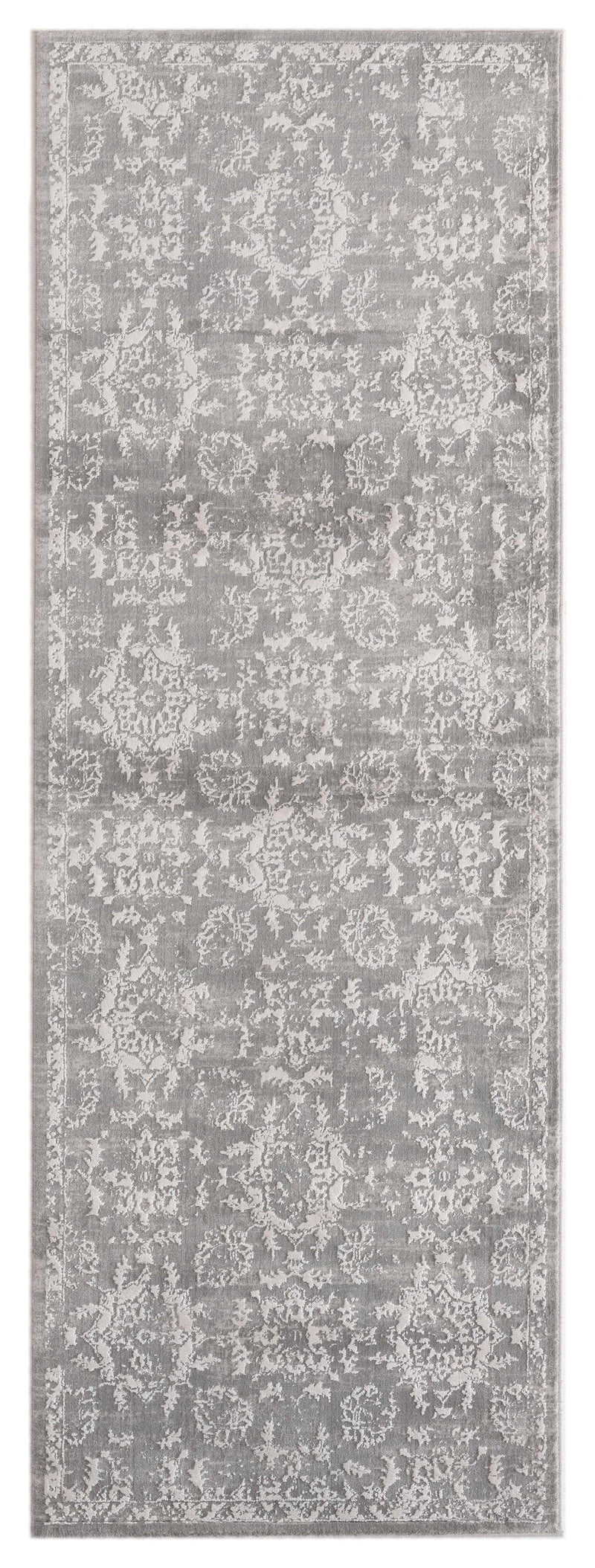 Rugs Long Runner Rugs 31" x 86" x 0.39" Grey Viscose/Polyester Runner Rug 6822 HomeRoots