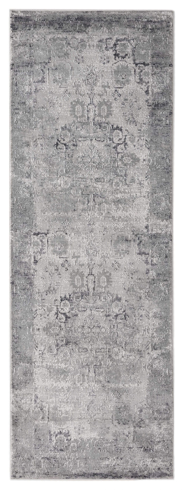Rugs Long Runner Rugs - 31" x 86" x 0.39" Grey Viscose/Polyester Runner Rug HomeRoots
