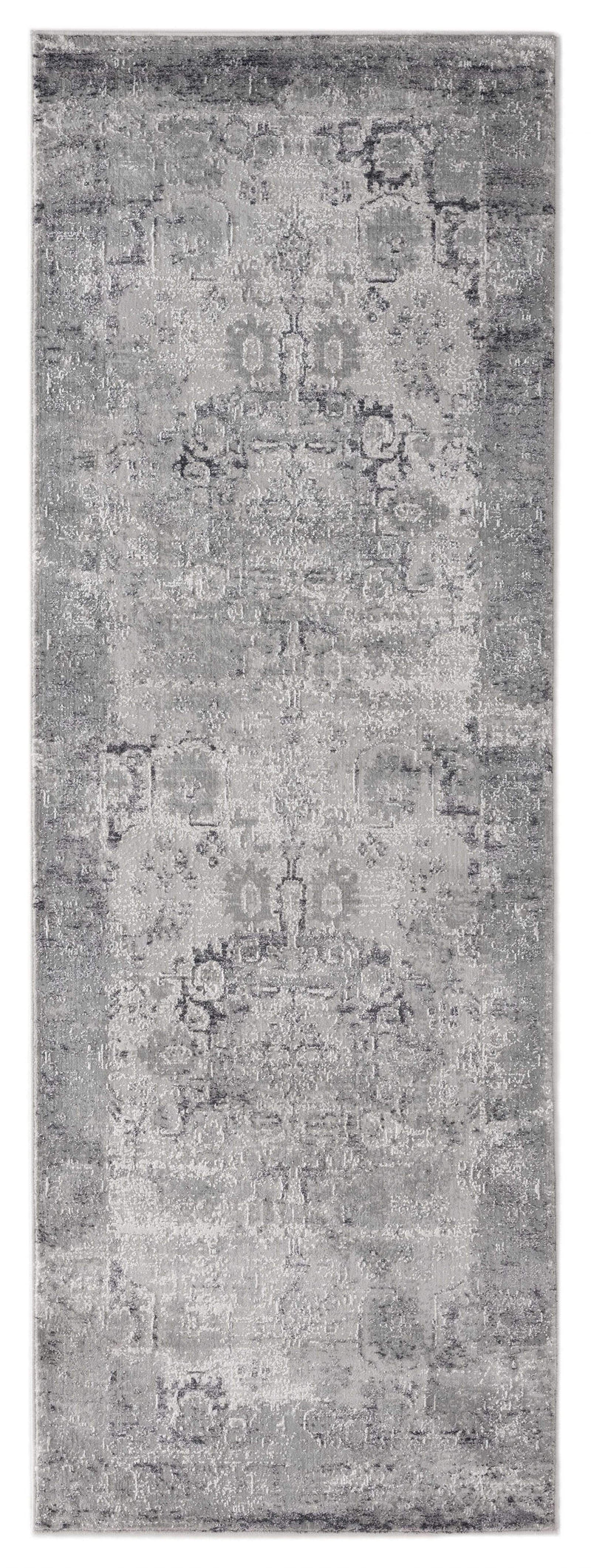 Rugs Long Runner Rugs - 31" x 86" x 0.39" Grey Viscose/Polyester Runner Rug HomeRoots
