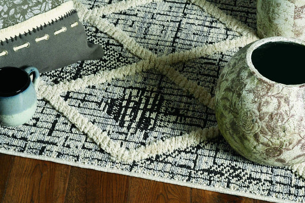 Rugs Modern Area Rugs - 26" X 90" X 0.'25" Charcoal Polyester Rug HomeRoots