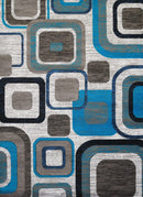 Rugs Modern Rugs 23" x 82" x 0.43" Aqua Polypropylene Runner Rug 1349 HomeRoots