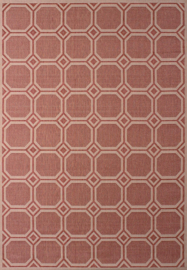 Rugs Modern Rugs - 31" x 50" x 0.2" Terracotta Polypropylene/Olefin Runner Rug HomeRoots