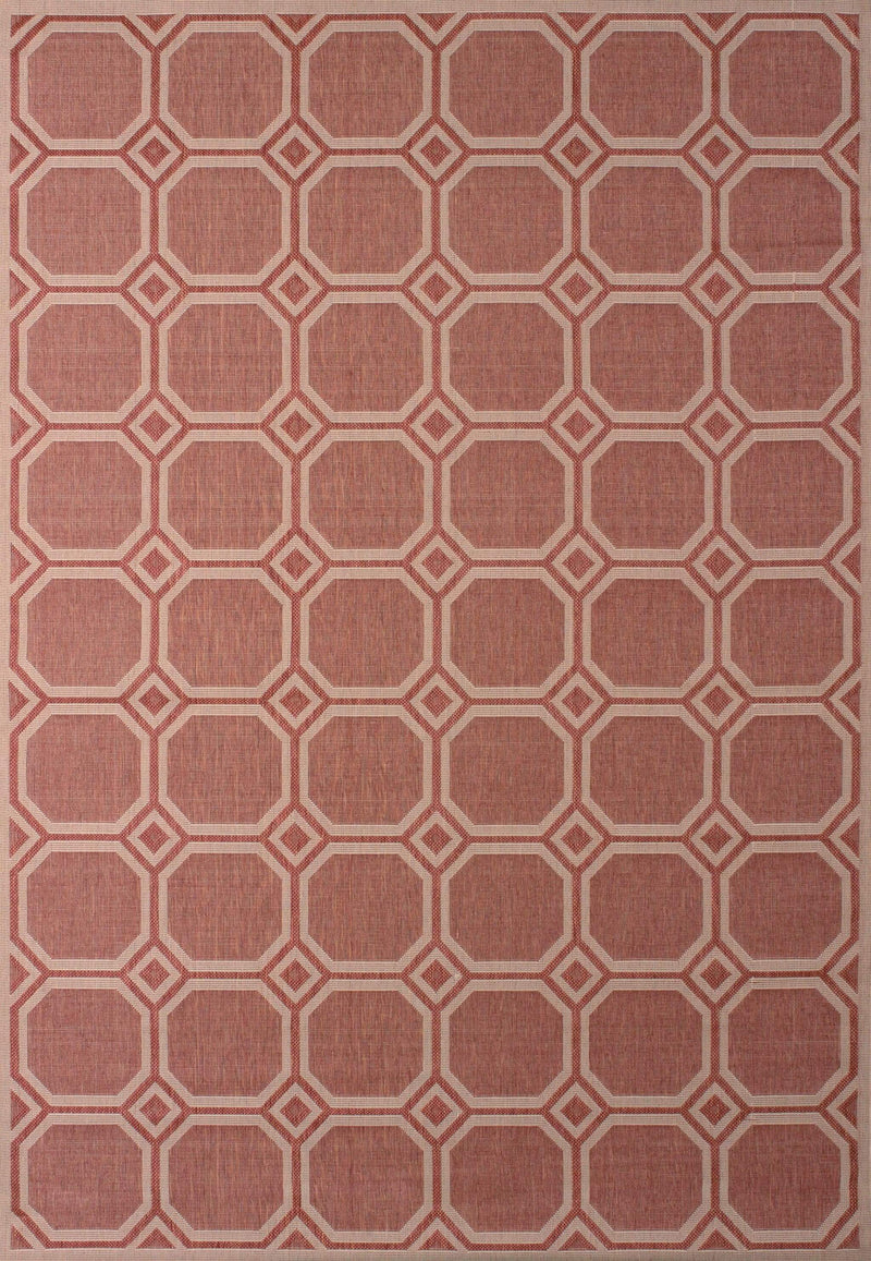 Rugs Modern Rugs - 31" x 50" x 0.2" Terracotta Polypropylene/Olefin Runner Rug HomeRoots