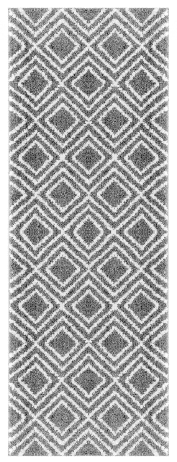 Rugs Modern Rugs - 31" x 86" x 1.2" Grey Microfiber Polyester Runner Rug HomeRoots