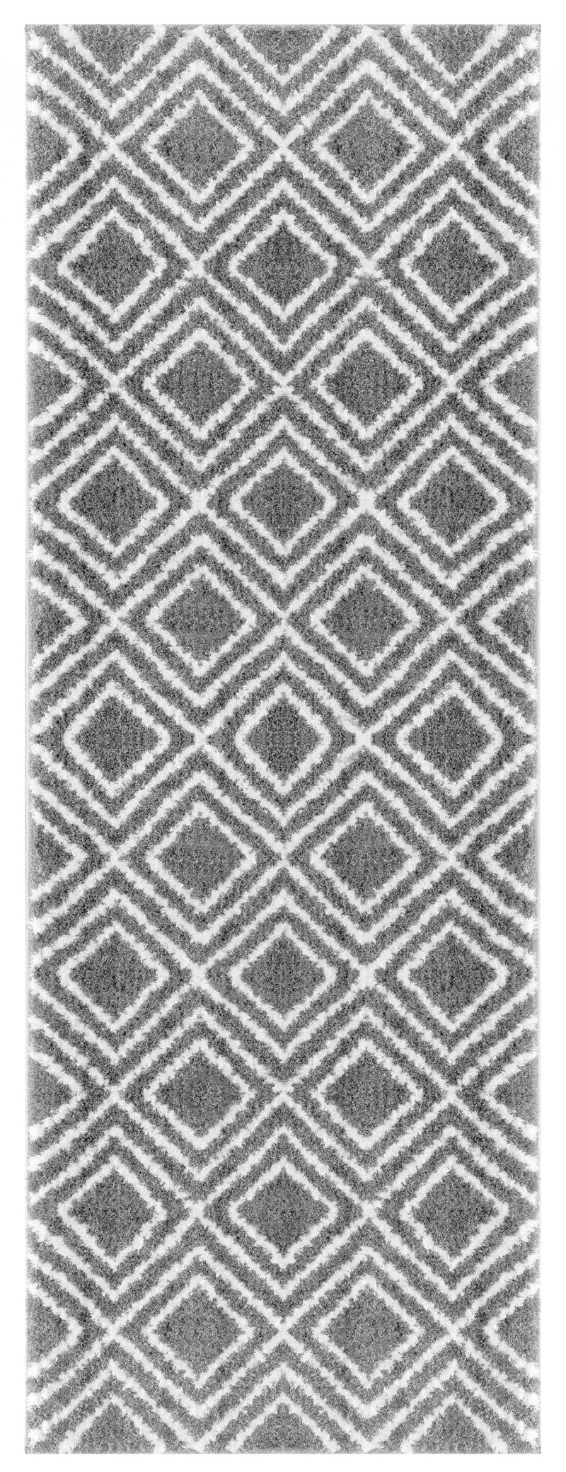 Rugs Modern Rugs - 31" x 86" x 1.2" Grey Microfiber Polyester Runner Rug HomeRoots