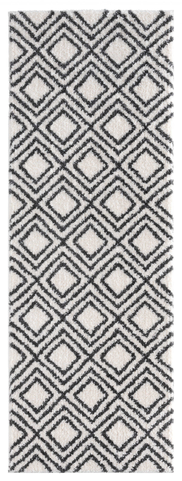 Rugs Modern Rugs - 31" x 86" x 1.2" White Microfiber Polyester Runner Rug HomeRoots