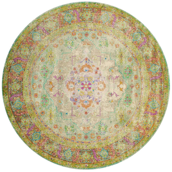 Rugs Modern Rugs - 94" x 94" x 0.31" Natural Olefin/Polyester Round Rug HomeRoots