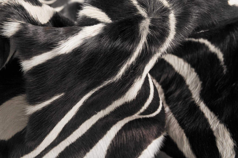 Rugs Natural Fiber Rugs - 2" x 3" Zebra Chocolate Calfskin - Area Rug HomeRoots