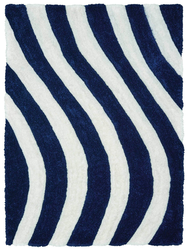 Rugs Navy Area Rug - 22" x 26" x 1.2" Navy Polyester Accent Rug HomeRoots