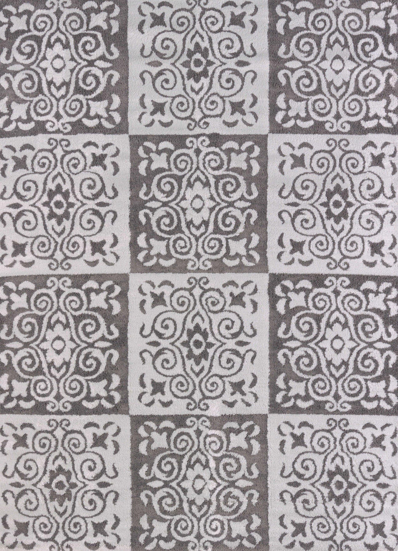 Rugs Navy Area Rug - 63" x 86" x 0.47" Silver Polypropylene/Polyester Area Rug HomeRoots