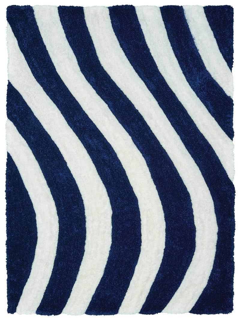 Rugs Navy Area Rug - 63" x 86" x 1.2" Navy Polyester Area Rug HomeRoots