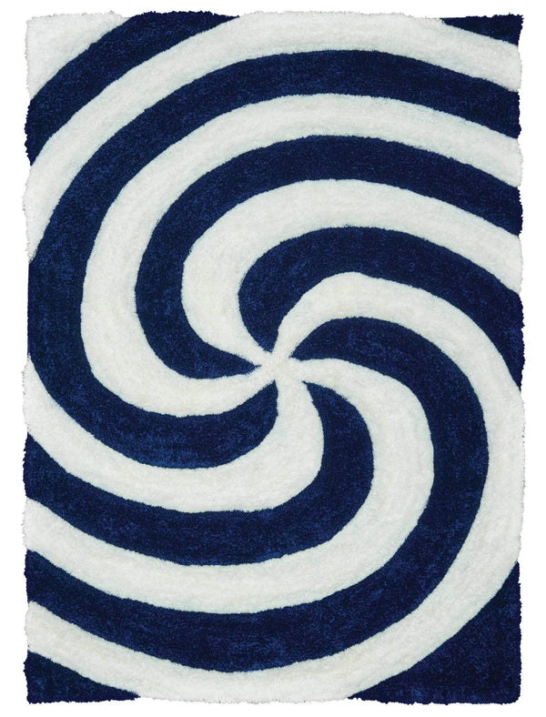 Rugs Navy Area Rug 94" x 126" x 1.2" Navy Polyester Oversize Rug 9222 HomeRoots
