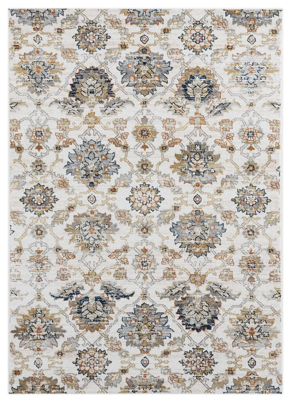 Rugs Navy Blue Area Rug 23" x 36" x 0.79" Beige Microfiber/Polyester Accent Rug 7990 HomeRoots