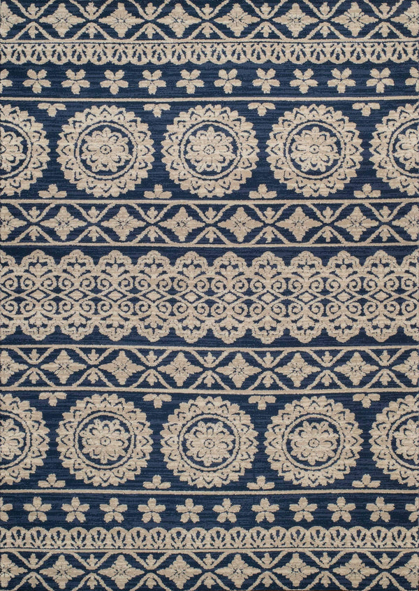 Rugs Navy Blue Area Rug - 31" x 90" x 0.39" Navy Polyester Mat Rug HomeRoots