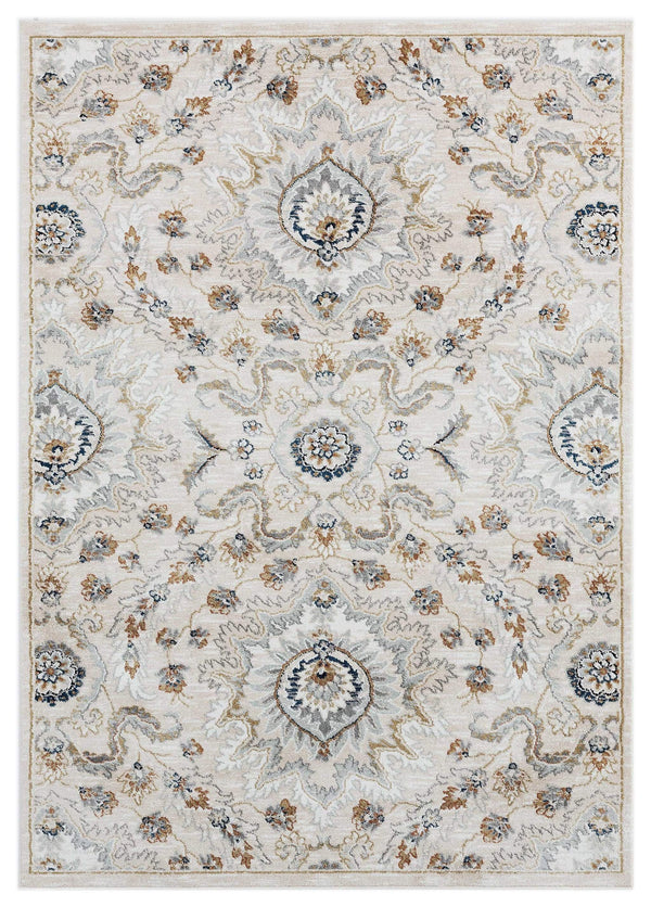 Rugs Navy Blue Area Rug 63" x 86" x 0.79" Beige Microfiber/Polyester Area Rug 8004 HomeRoots