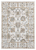 Rugs Navy Blue Area Rug 63" x 86" x 0.79" Beige Microfiber/Polyester Area Rug 8012 HomeRoots