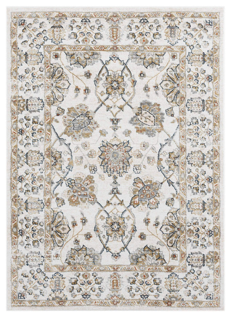 Rugs Navy Blue Area Rug 63" x 86" x 0.79" Beige Microfiber/Polyester Area Rug 8012 HomeRoots