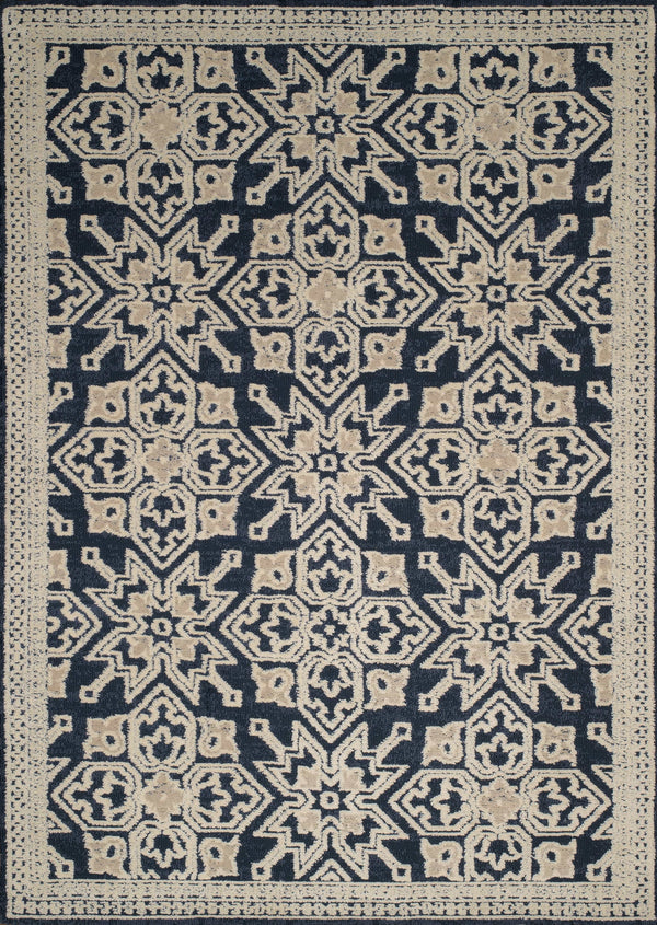 Rugs Navy Blue Area Rug 63" x 90" x 0.39" Navy Polyester Area Rug 8064 HomeRoots