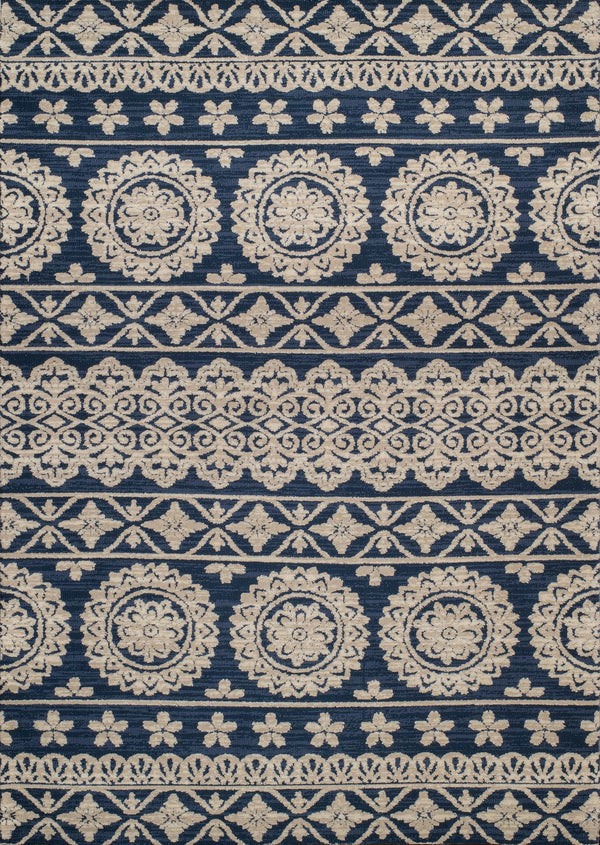 Rugs Navy Blue Area Rug - 63" x 90" x 0.39" Navy Polyester Area Rug HomeRoots
