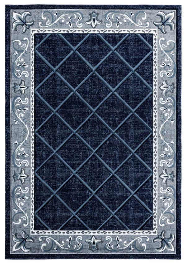 Rugs Navy Blue Area Rug 63" x 90" x 0.53" Navy Olefin/Polypropylene Area Rug 7372 HomeRoots