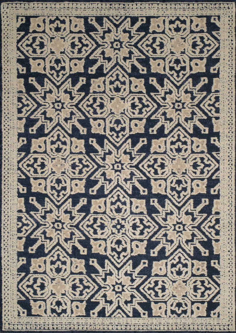 Rugs Navy Blue Area Rug 94" x 126" x 0.39" Navy Polyester Oversized Rug 8065 HomeRoots