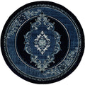 Rugs Navy Blue Area Rug - 94" x 94" x 0.53" Nave Olefin/Polypropylene Round Rug HomeRoots