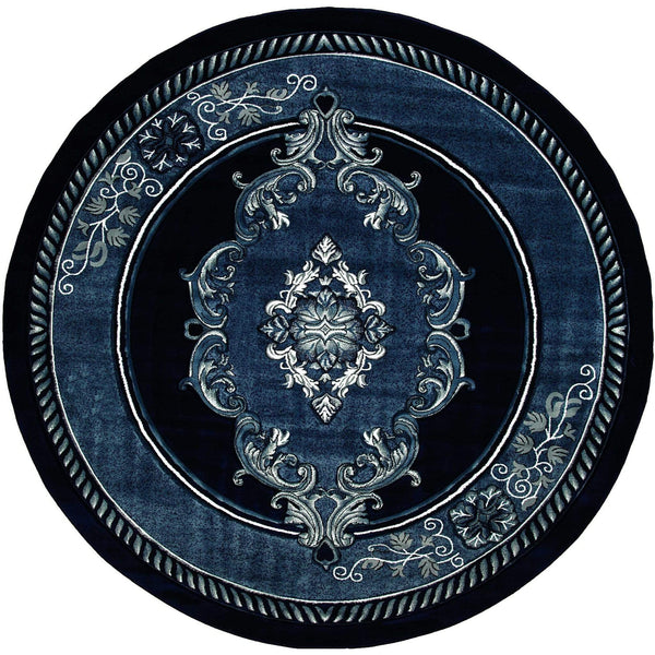 Rugs Navy Blue Area Rug - 94" x 94" x 0.53" Nave Olefin/Polypropylene Round Rug HomeRoots