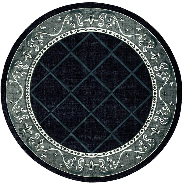 Rugs Navy Blue Area Rug 94" x 94" x 0.53" Navy Olefin/Polypropylene Round Rug 7373 HomeRoots