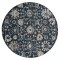 Rugs Navy Blue Area Rug 94" x 94" x 0.79" Navy Microfiber/Polyester Round Rug 7985 HomeRoots