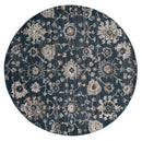 Rugs Navy Blue Area Rug 94" x 94" x 0.79" Navy Microfiber/Polyester Round Rug 7985 HomeRoots