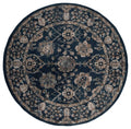 Rugs Navy Blue Area Rug 94" x 94" x 0.79" Navy Microfiber/Polyester Round Rug 8017 HomeRoots