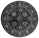 Rugs Navy Blue Area Rug 94" x 94" x 0.79" Navy Microfiber/Polyester Round Rug 8017 HomeRoots