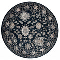 Rugs Navy Blue Area Rug 94" x 94" x 0.79" Navy Microfiber/Polyester Round Rug 8025 HomeRoots
