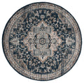 Rugs Navy Blue Area Rug - 94" x 94" x 0.79" Navy Microfiber/Polyester Round Rug HomeRoots