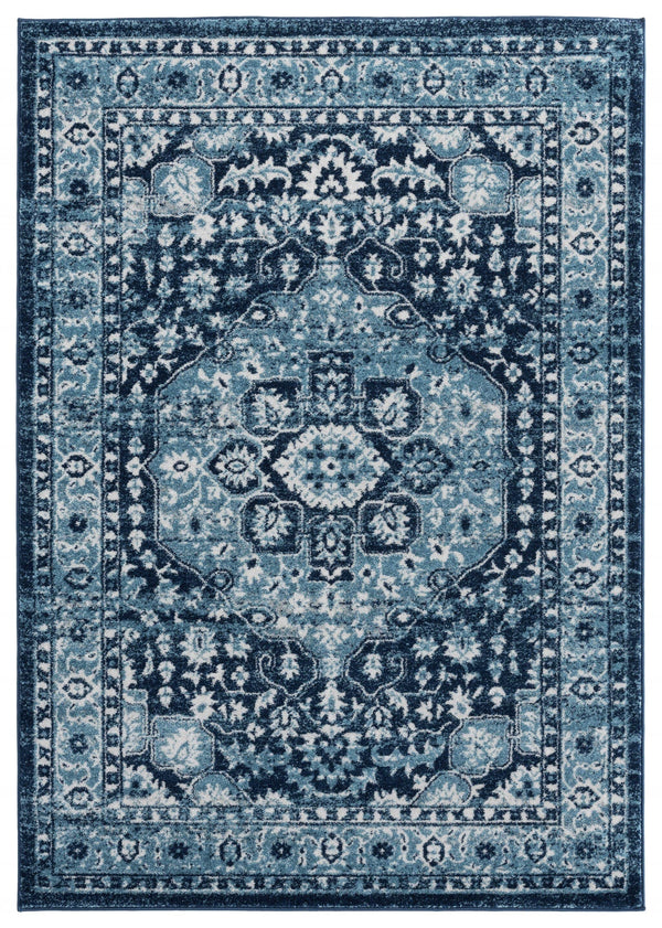 Rugs Navy Blue Rug - 118" x 158" x 0.43" Navy Olefin Oversize Rug HomeRoots
