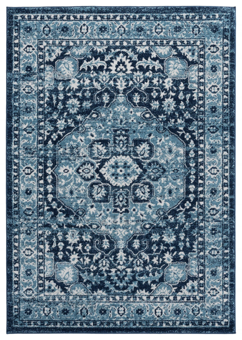 Rugs Navy Blue Rug - 118" x 158" x 0.43" Navy Olefin Oversize Rug HomeRoots
